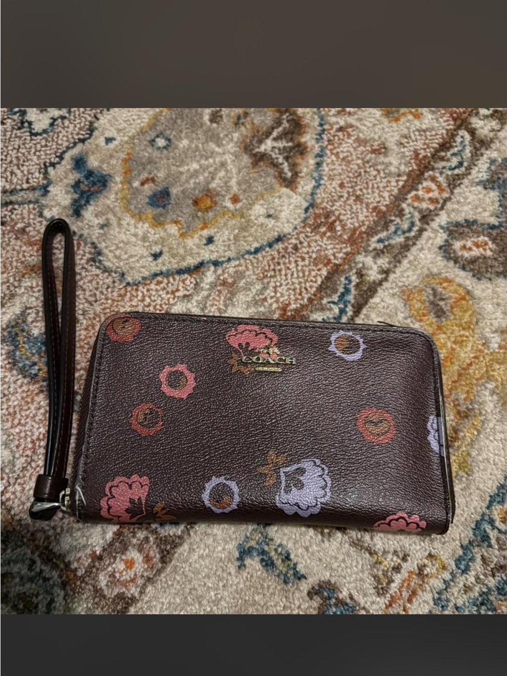 Coach Primrose Brown Floral Wristlet